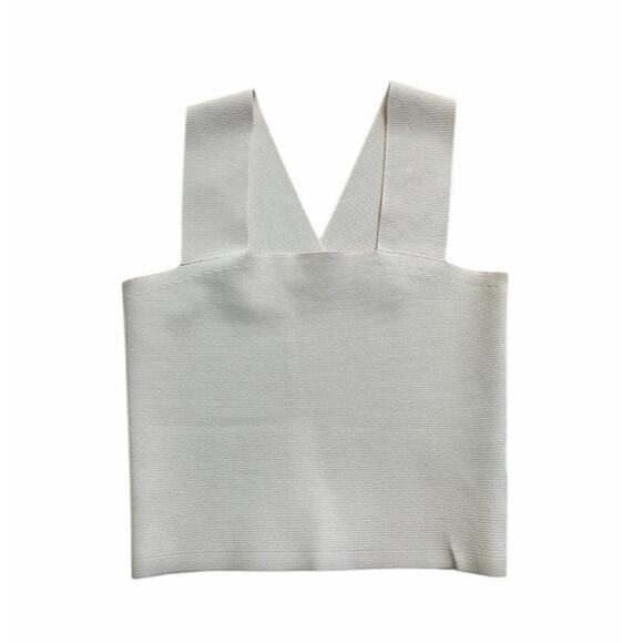 A.L.C. Women's Small White Luxe Stretch Sleeveless Racerback Straps Crop Tee - Picture 5 of 9